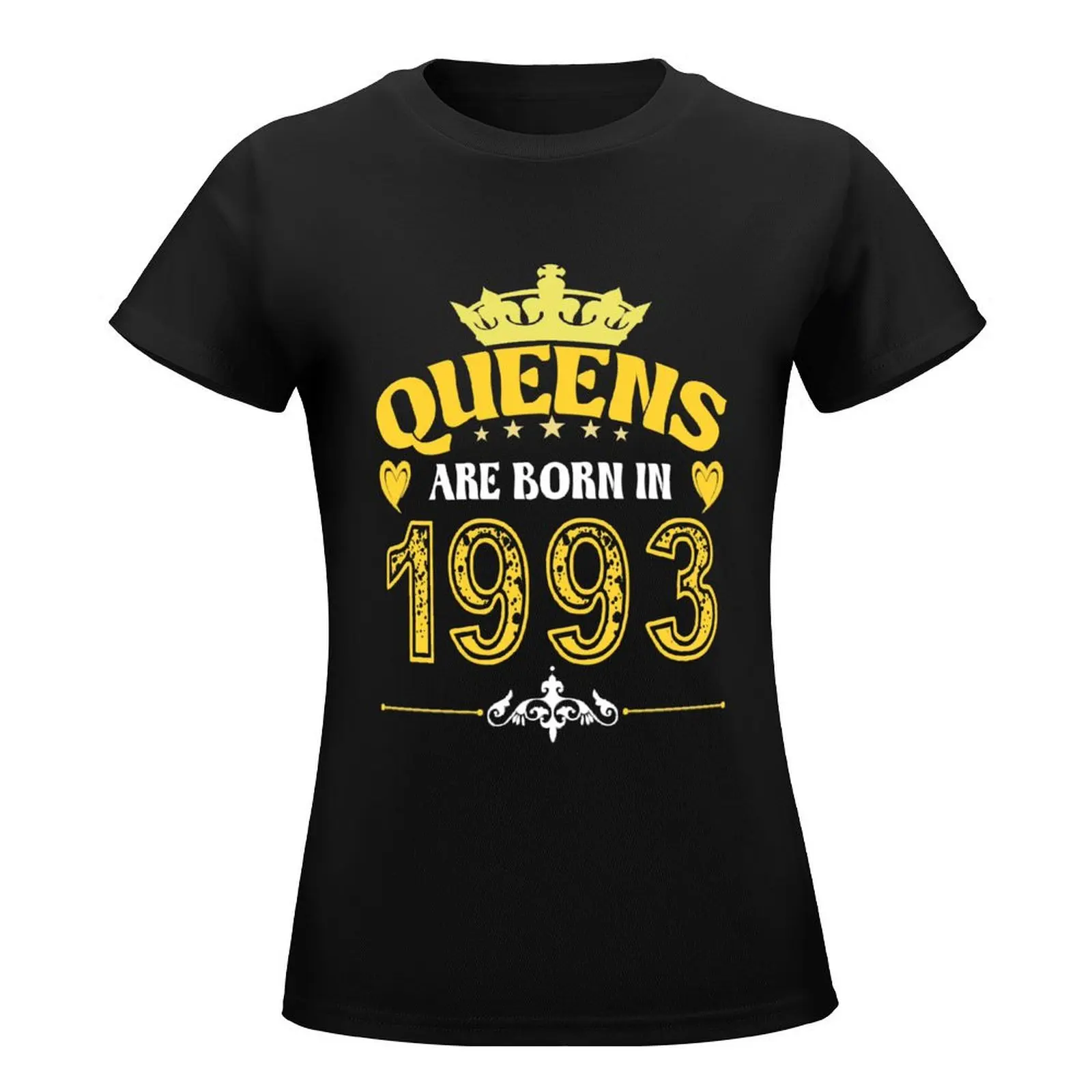 Camiseta de Queens Are Born In 1993 para mujer, ropa vintage de pesos pesados, camisetas negras