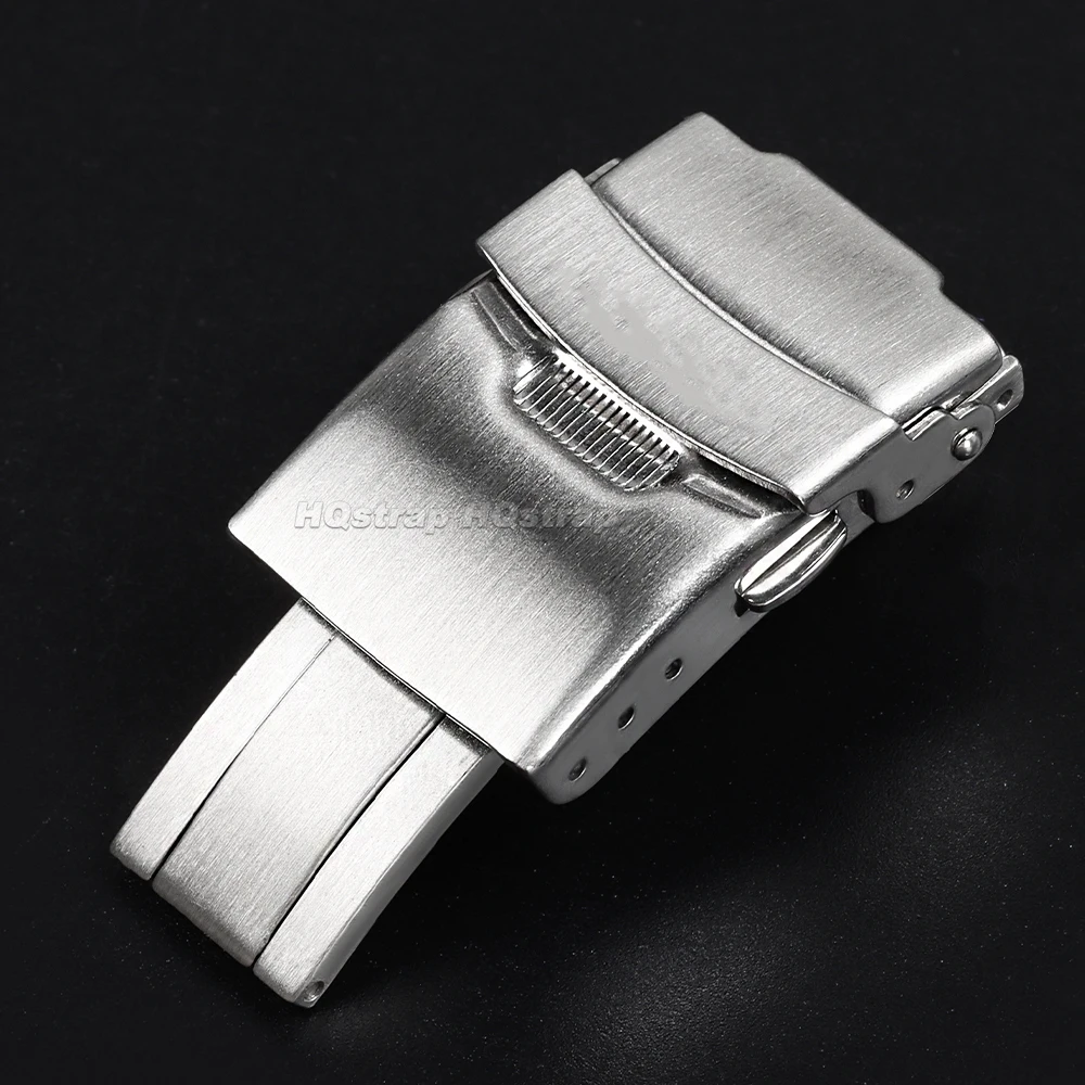 Solid Watch Buckle Stainless Steel Folding Clasp 18mm 20mm 22mm 24mm Double Press Button for Seiko Watchband Buckles Accessories