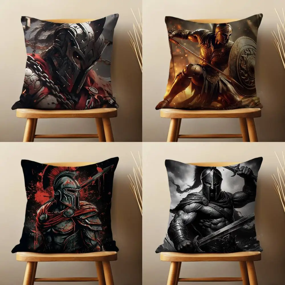 

Cool Sparta Warrior Art Throw Pillow Case For 45*45cm,55*55cm,30*30cm For Home Bedroom Decoration And Protector