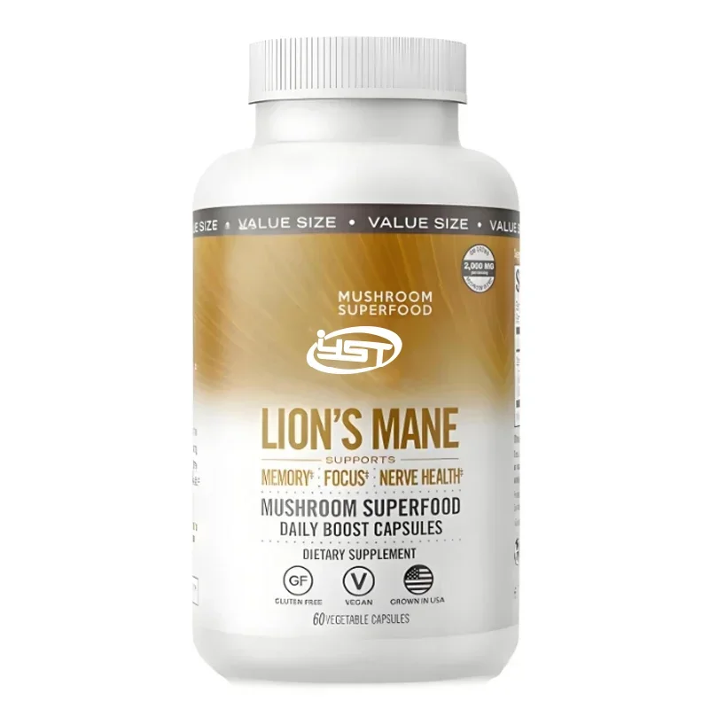 Mushroom Superfood Lion's Mane Mushroom, 60 Capsule Food Supplement, Fruit Body and For Memory Support, Focus, Clarity