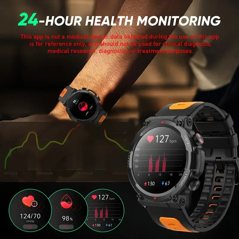 Wytrzymały inteligentny zegarek dla mężczyzn Wodoodporny zegarek fitness 3 ATM z ponad 100 trybami sportowych Fitness Tracker aktywności dla