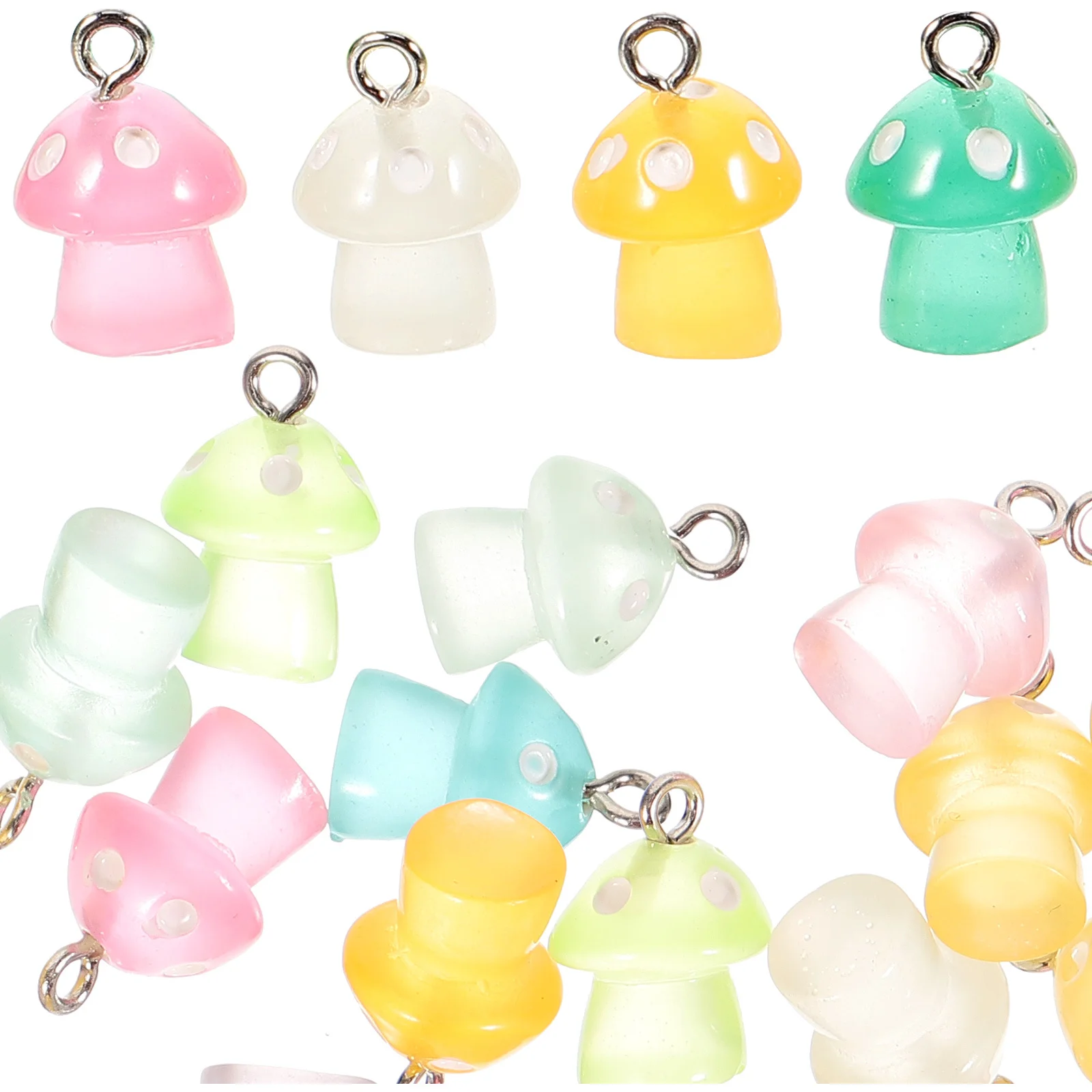 20Pcs Tiny Resin Mushroom Charms for Earrings Keychains Jewelry Making Mushroom Charms Pendants for Jewelry Making