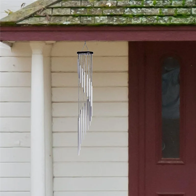 EDT-Wind Chime, Garden Chime 18 Silver Metal Tubes And Hooks For Patio Outdoor Decoration Home Decoration Durable Easy To Use