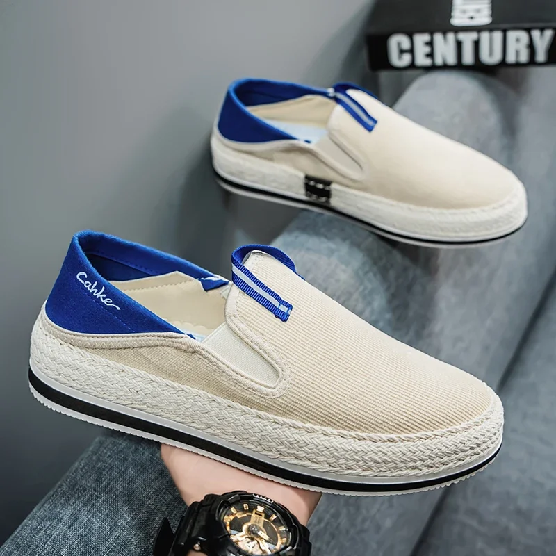 

Canva Men's Summer 2024 New Slip-On Casual Sneakers Soft Sole Skateboard Shoes Fabric Shoes Men's Easy-To-Wear Flat Shoes