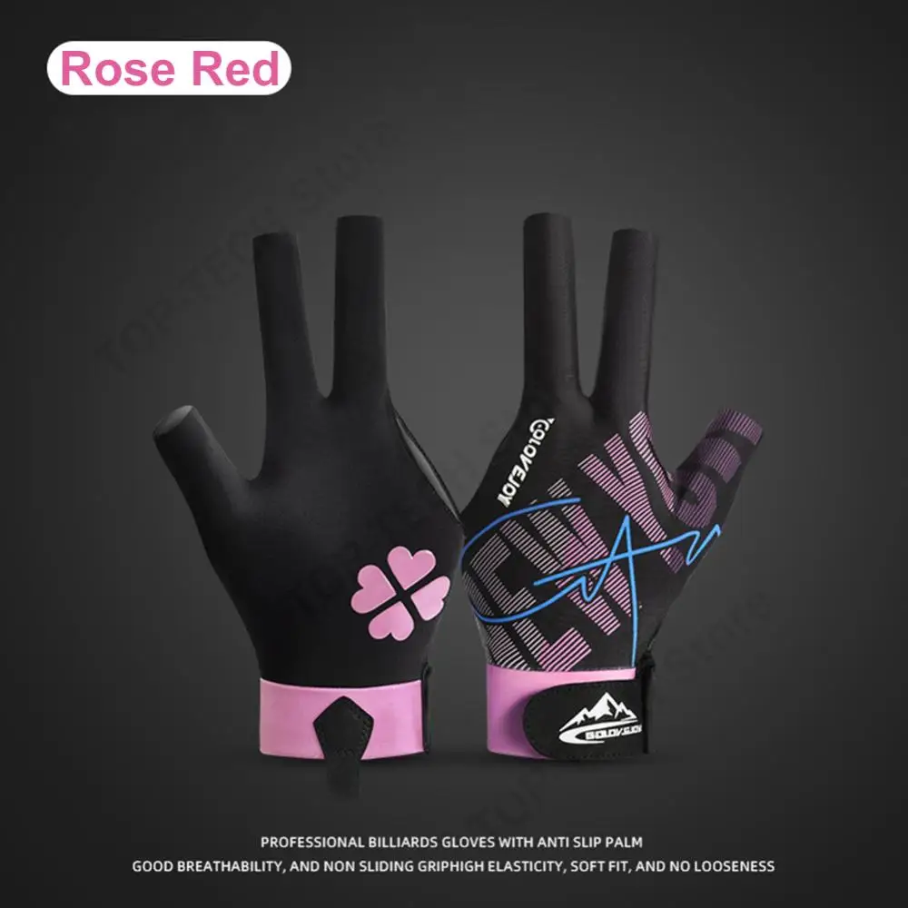 

3-пальцевые перчатки для левой руки, регулируемые перчатки для бильярда, перчатки для снукера и стрельбы, нескользящие эластичные аксессуары для бильярда