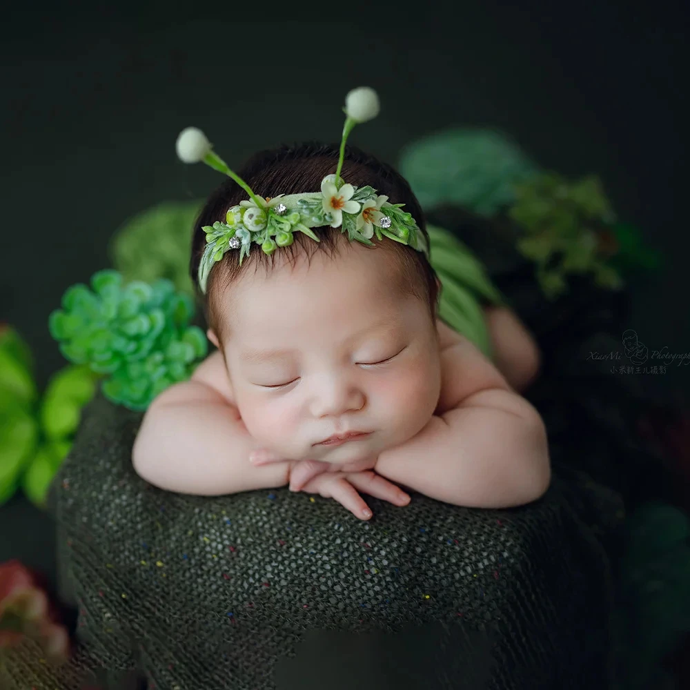 Newborn Photography Props Simulated Lotus Combination + Artificial Flower Headwear Set Baby Boys Girls Studio Photo Accessories