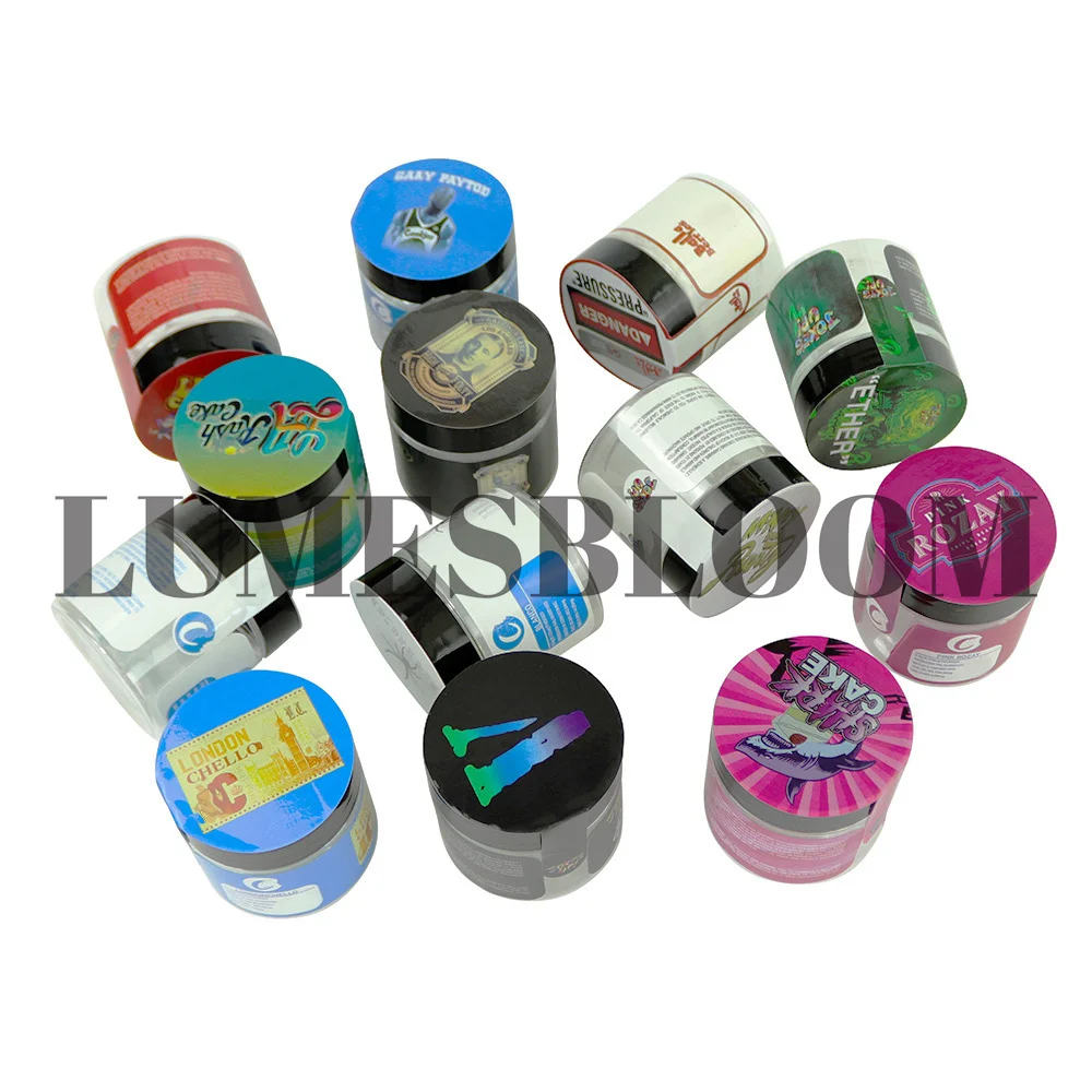 Empty Plastic Storage Jar 50ml Colors Sealed Sticker Set Customize UV Laser Reusable Container Cookie Gummy Candy Spices Grains