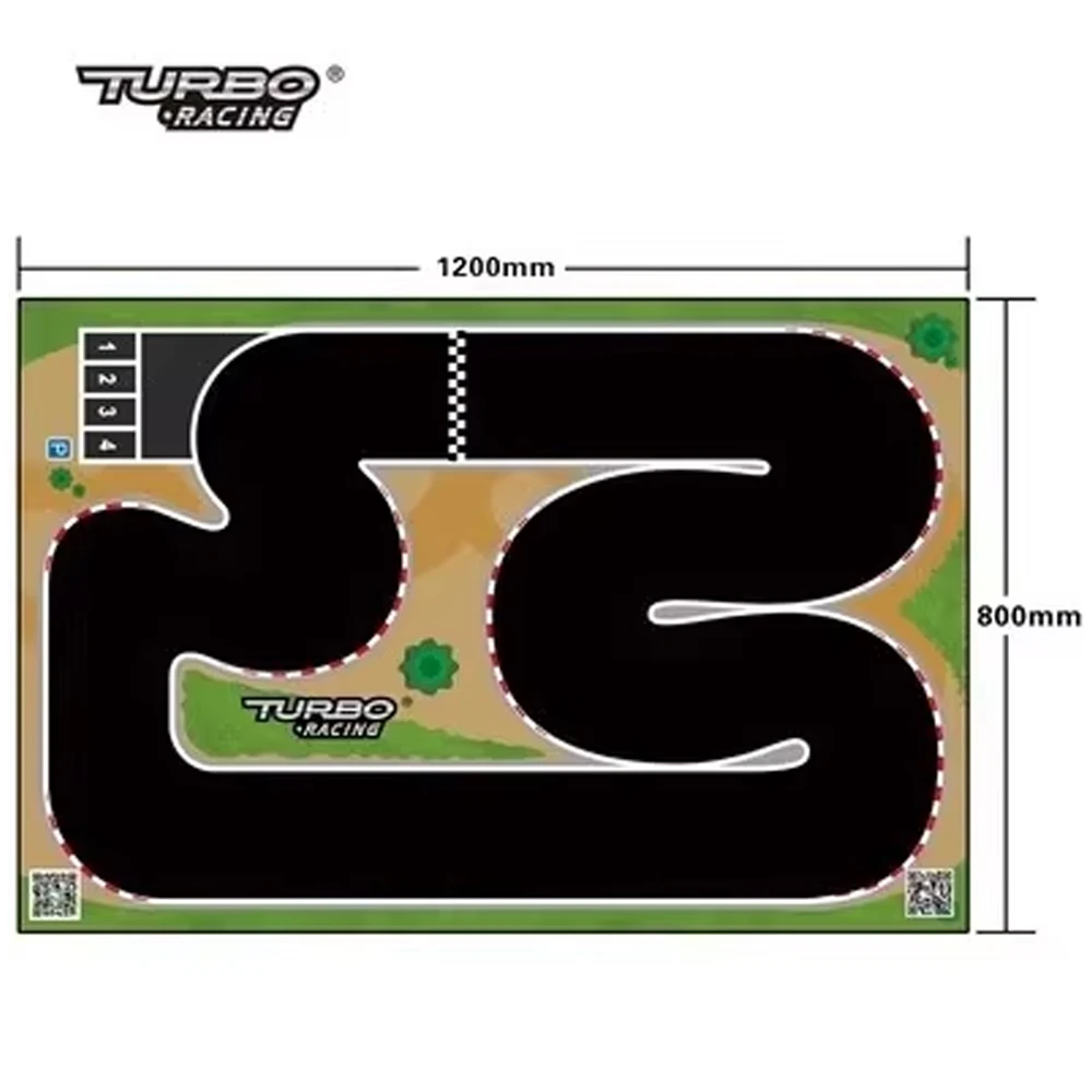 TURBO RACING Scène Track Runway Mat 50x95cm 160x90cm 120x80cm 1/76 Mini Afstandsbediening Auto Desktop Track Cement Pier Obstakel