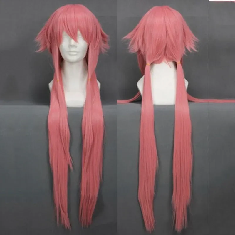 Pelucas de pelo largo para Cosplay, pelo largo de Anime rosa, Yuno Gasai, The Mirai Kara Future Diary, 100cm, envío gratis