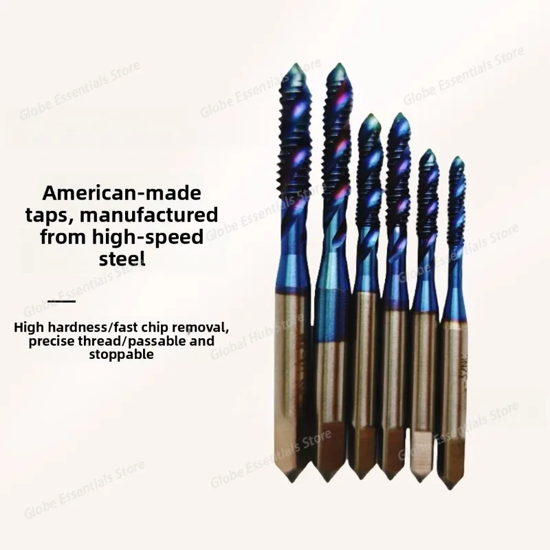 Metric Screw Tap 6pc Thread Nano Blue Coated Machine Plug Threading Tools Spiral Tap Drill