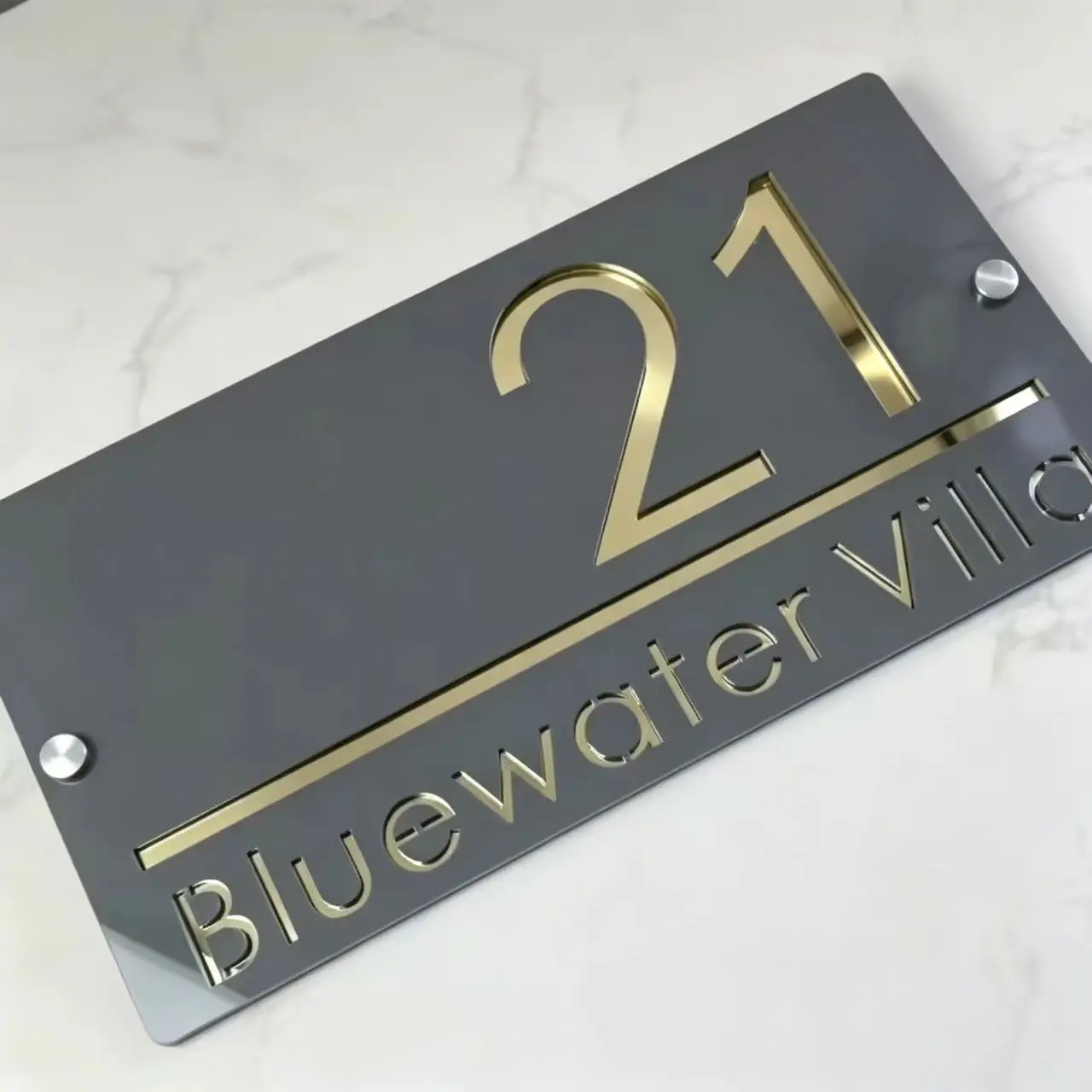 Custom Acrylic Laser-Cut Signs, Outdoor House Numbers, Personalized House Number Plates for Homes and Hotels view 3