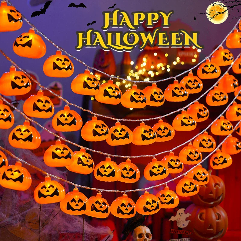 Outdoor Power Jack - Halloween Pumpkin String Lights Jack-O-Lantern LED