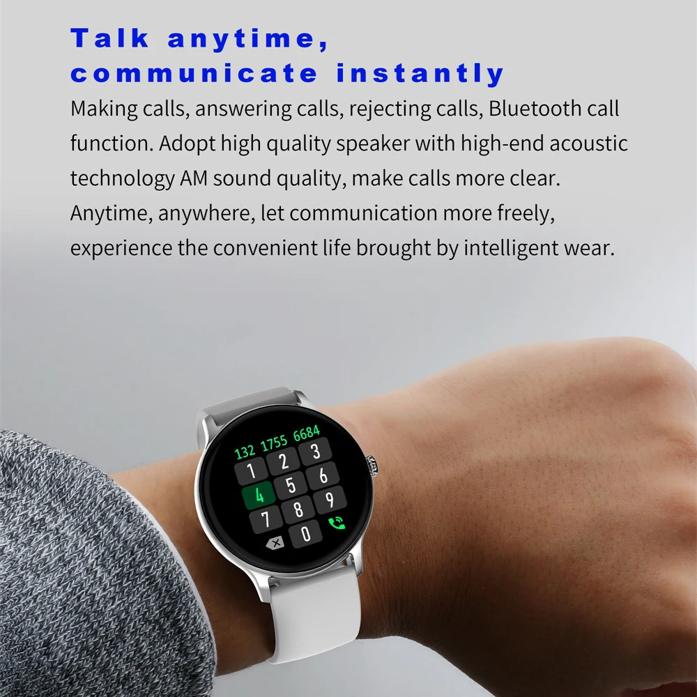 Blue Tooth Call Smart Watches Men Women DIY Watch Face Blood Health Oxygen Monitor Smartwatch Information Reminder Sports Music