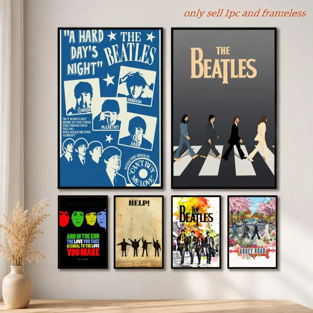 Rock Music T-The Beatles Band Poster Mural HD Wall Decals for Bedroom Living Room Home Self-Adhesive Decor Gift
