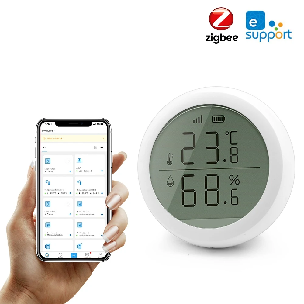 

Zigbee Smart Home Temperature And Humidity Sensor With LCD Screen Works With Assistant and Tuya Gateway