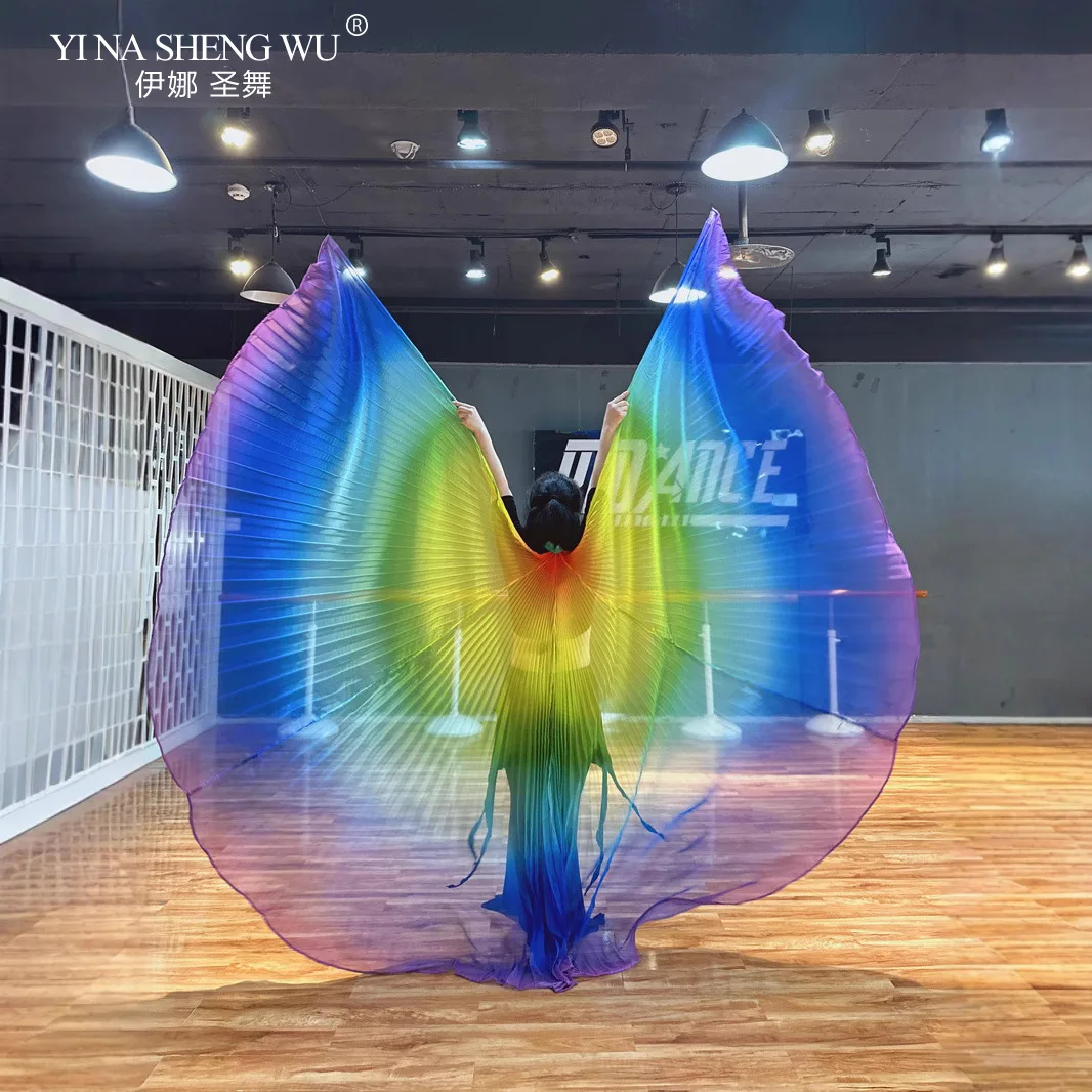 

Новый креативный и забавный костюм для танца живота на Хэллоуин, Радужный плащ, женское украшение на спине, реквизит, косплей, золотые крылья