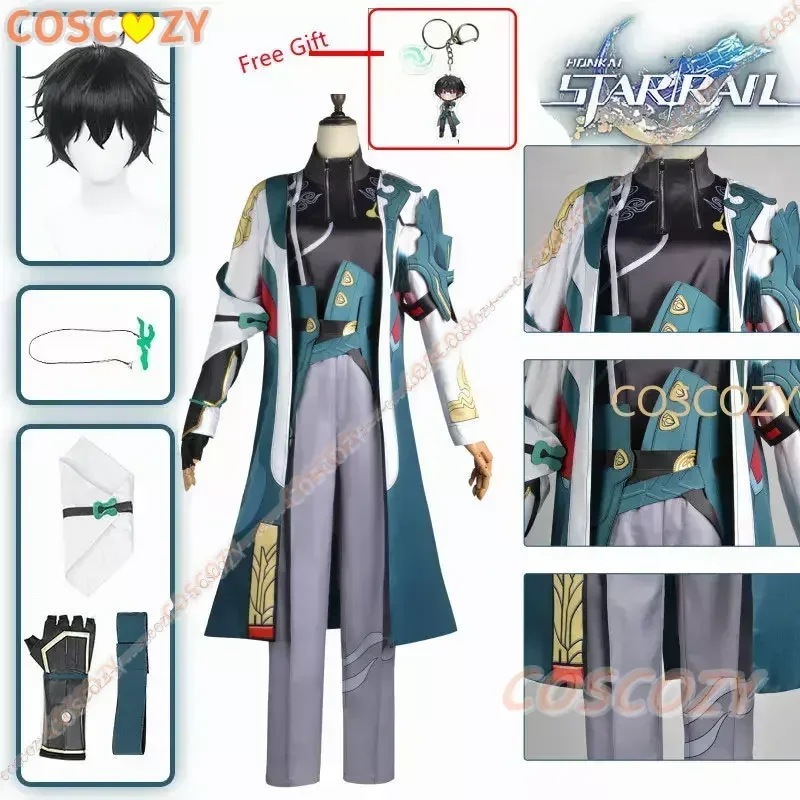 Honkai: Star rail Dan Heng cosplay costume wig jacket pants earring glove Astral express train guard outfit danheng cosplay