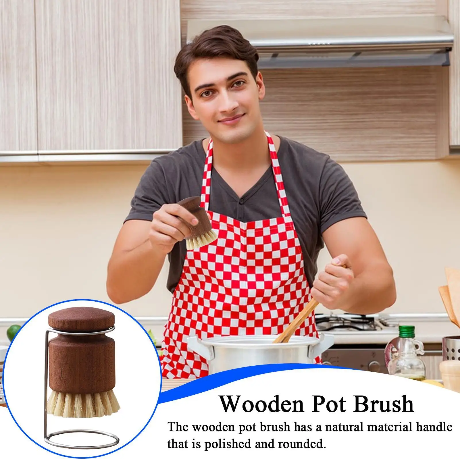 

Kitchen Brush Ergonomic Kitchen Cleaning Brush With Holder Ergonomic Pans Cleaner Scrubber For Pots Stoves Bathrooms Toilets