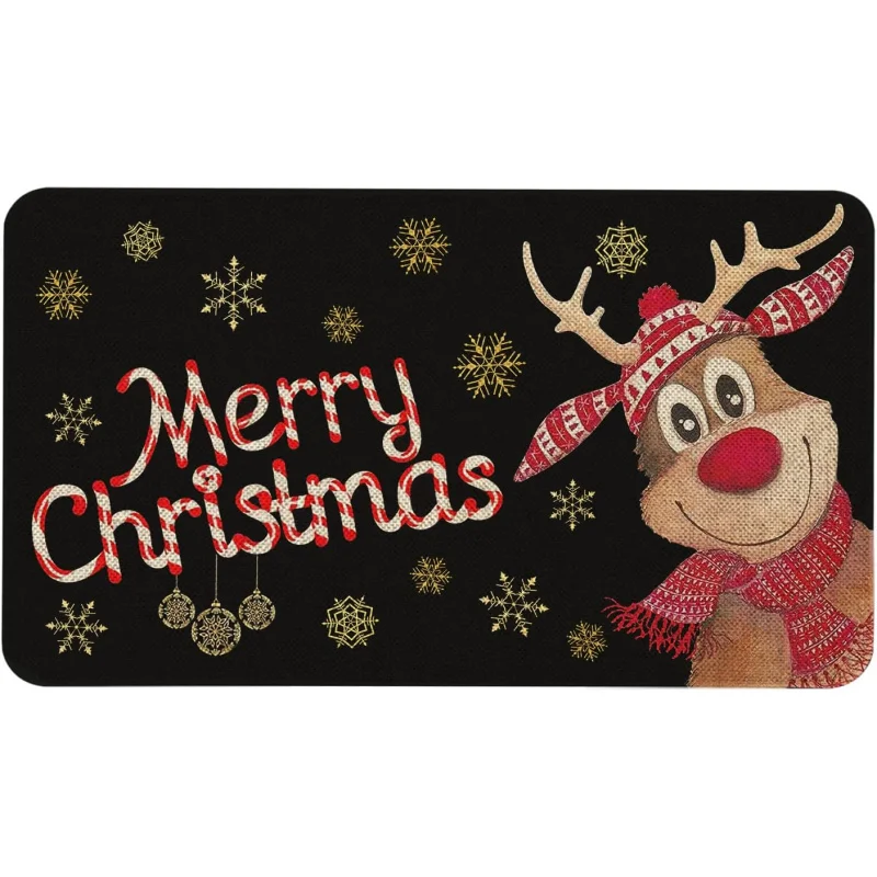 Merry Christmas Each By Mat Reindeer Doormat Indoor Outdoor Entrance Floor Back Non Slip Winter Decor Rubber Welcome Mats