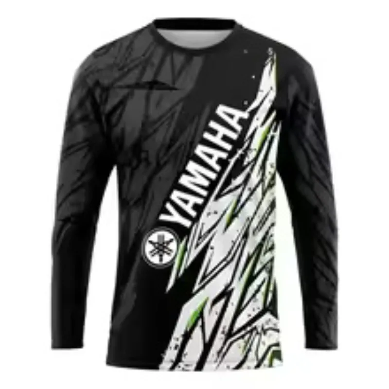 Summer Hot Selling Yamaha Printed Black and White Long Sleeved T-shirt Men and Women Fashionable Trendy Motorcycle  T-shirt
