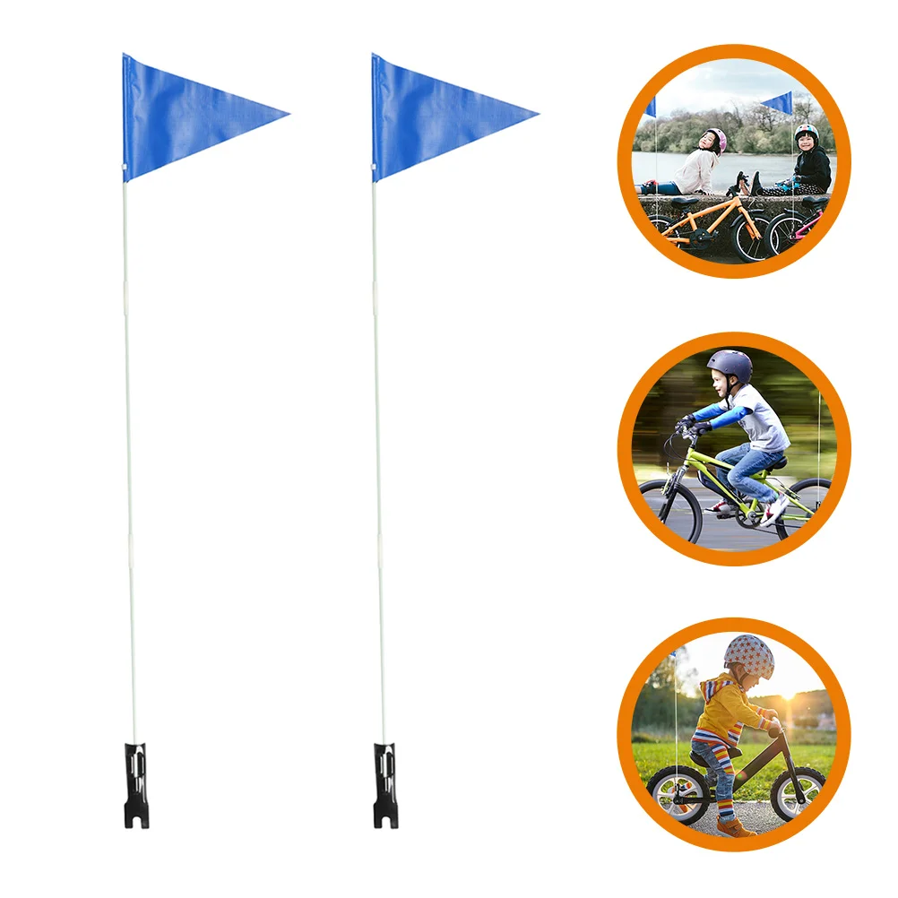 2 Sets Electric Bike Bicycle Reflective Flagpole Bracket Safety Glass Stem for Cycling Blue Child