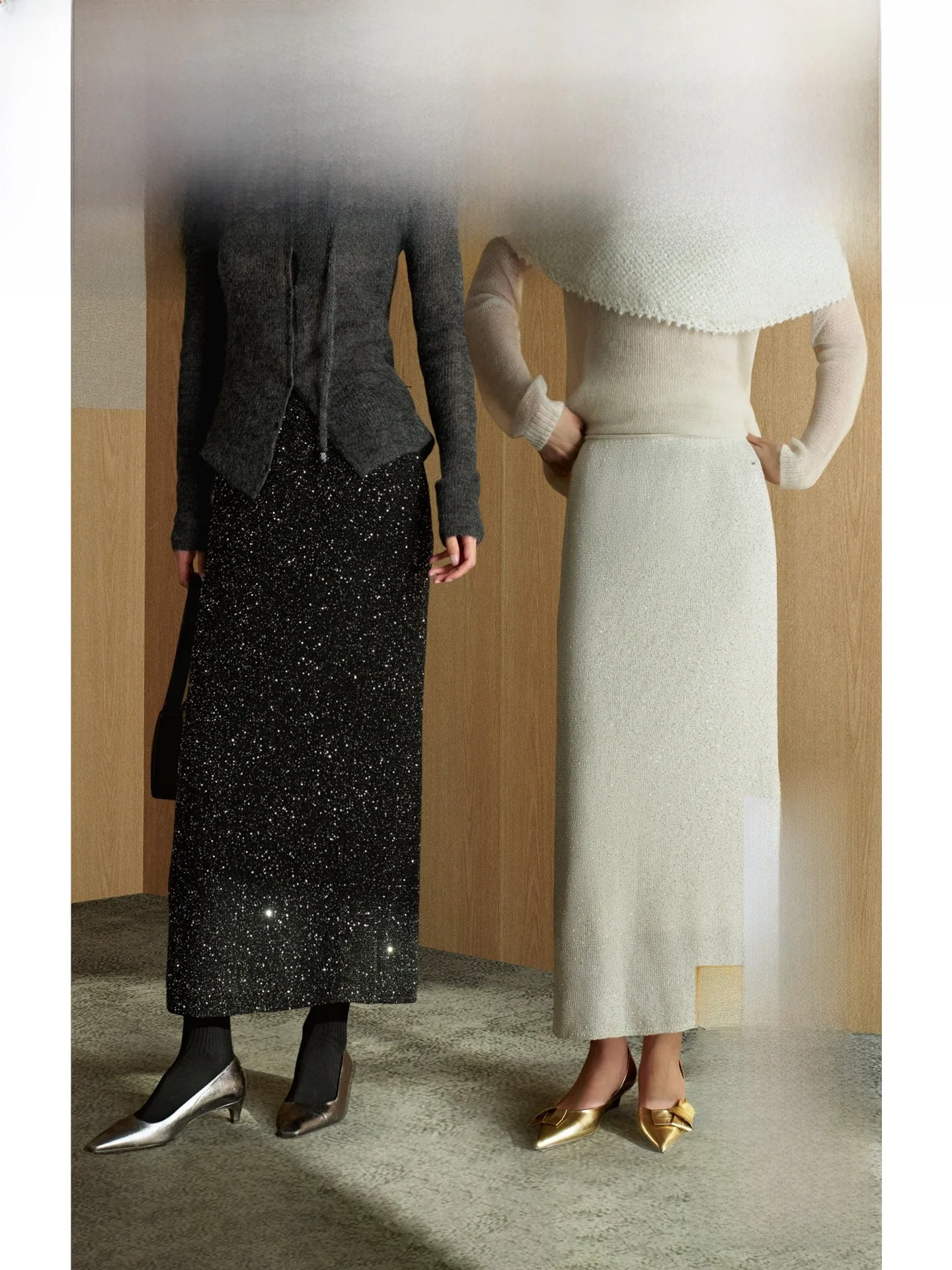 

ZhiZhi Moon Gathered Sand Knitted iny Wool Straight Skirt Mid-Length New Spring Ci Commute High Waist Warm Polyester