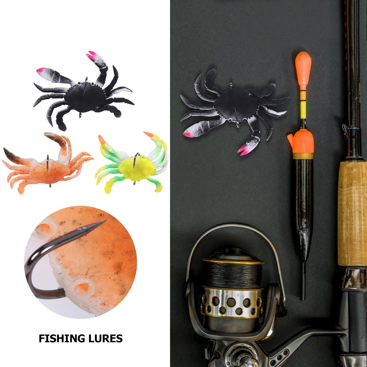 

3 Pcs Simulated Crab Fake Bait Lure Simulation Baits Fishing Lures Carp Pvc Supplies