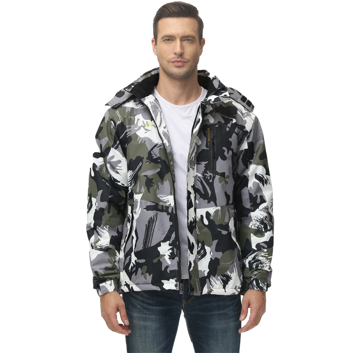 Men\'s Ski Jacket Camouflage Waterproof Skiing Rain Windproof Coat Mountain Plush Warm Winter Outdoor Sports Coats