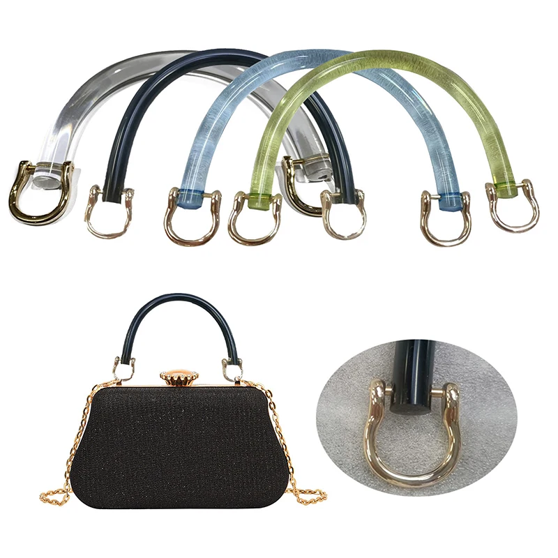 DIY Acrylic Bag Handle For Handbags Transparent Tote Woven Bag Handles Clear Bag Strap With D Buckle Bag Accessories