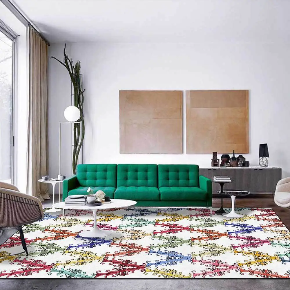 

Nordic Modern Colorful Geometric Carpets,Non-slip Floor Mat,Large Area Rug,Bathroom, Balcony, Home Decor, Bedroom, Bedside, Sofa