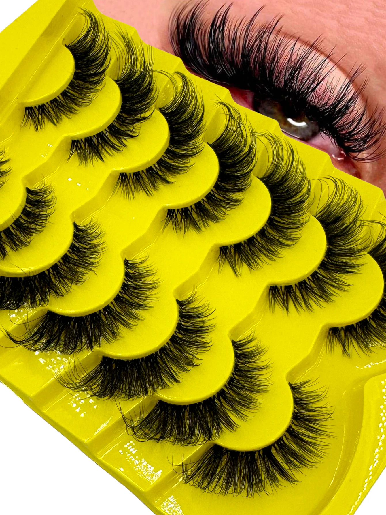 新しい7ペアのふわふわまつげ、ナチュラルソフトクロスカールまつげ、3D人工ミンクまつげ、厚い延長まつげ