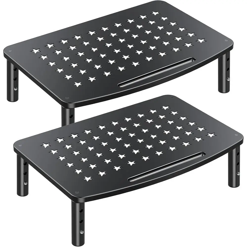

2 Pack Monitor Stands, 3 Height Adjustable Riser Laptop Printer PC Premium Metal Stand 2 Monitor