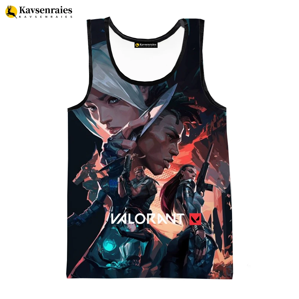 2023 Hot Anime Valorant 3D Print Tank Tops Men Women Harajuku Streetwear Oversized Sleeveless Shirts Men\'s Clothing Ropa Hombre