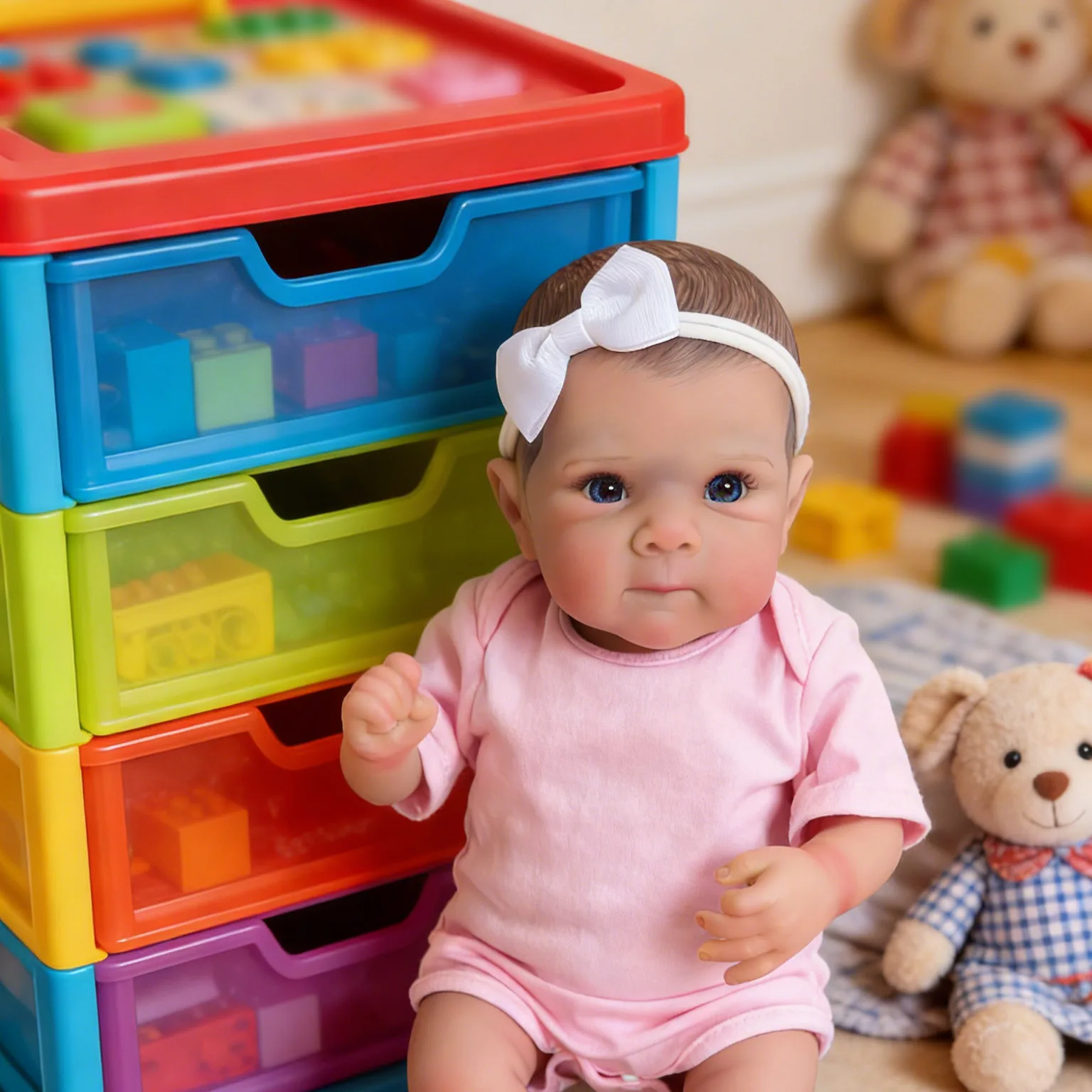 18インチ多層塗装3Dスキンベティリボーンドールリアルなソフトタッチ抱き心地良い赤ちゃん、血管が見える手描きの髪