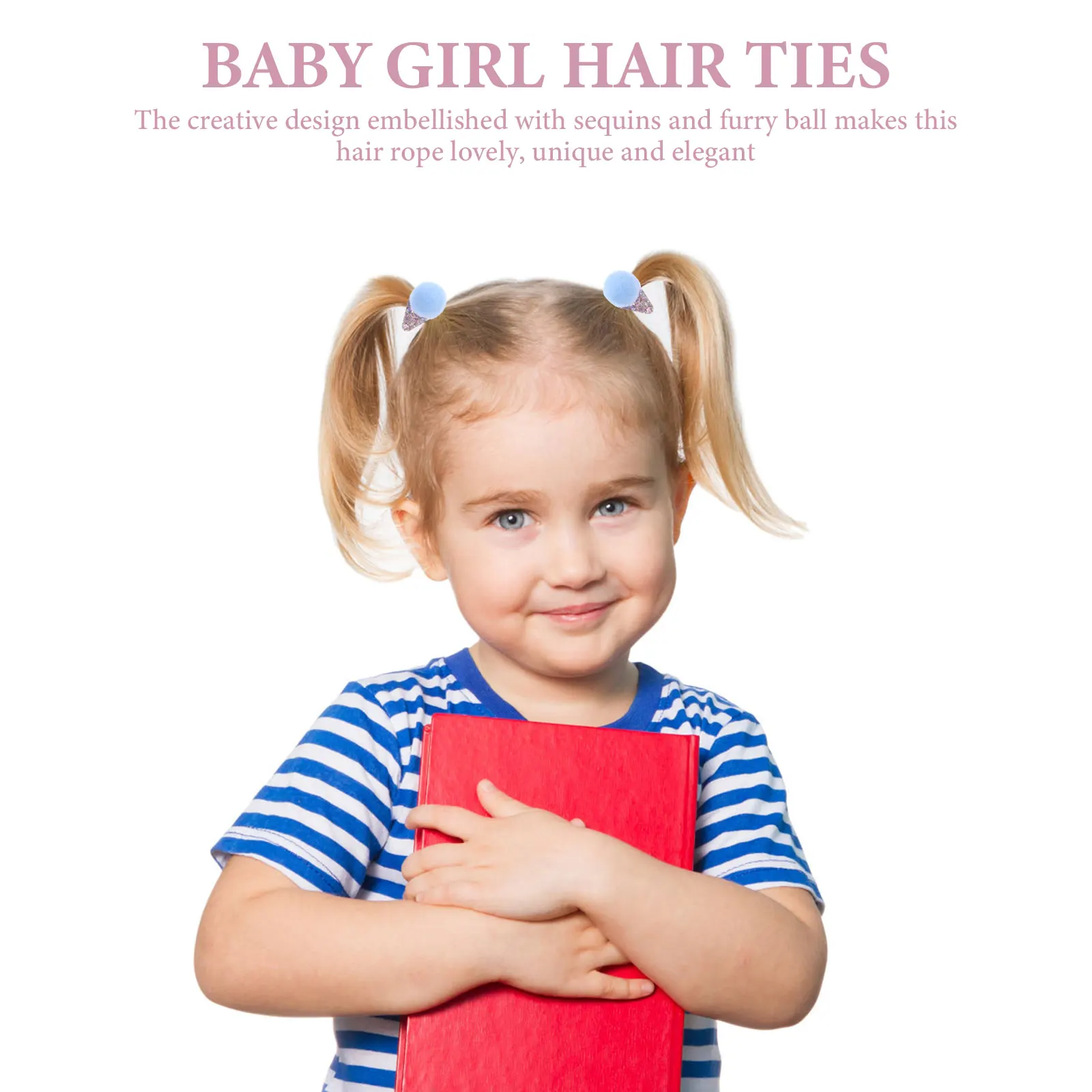 

12pcs Hair Ties Elastic No Damage Colorful Pom Cute Girls Toddler Baby Scrunchies Ropes Sequin Hairstyling Tools