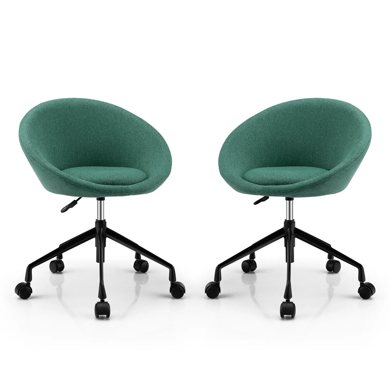 

Costway Set of 2 Adjustable Swivel Accent Chairs Linen Office Round Back Chair Green