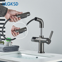 Grey LCD Bathroom Basin Faucet Pullout Basin Tap Hot&Cold Bathroom Faucets Digital Display Brass Crane Deck Mount Sink Mixer Tap