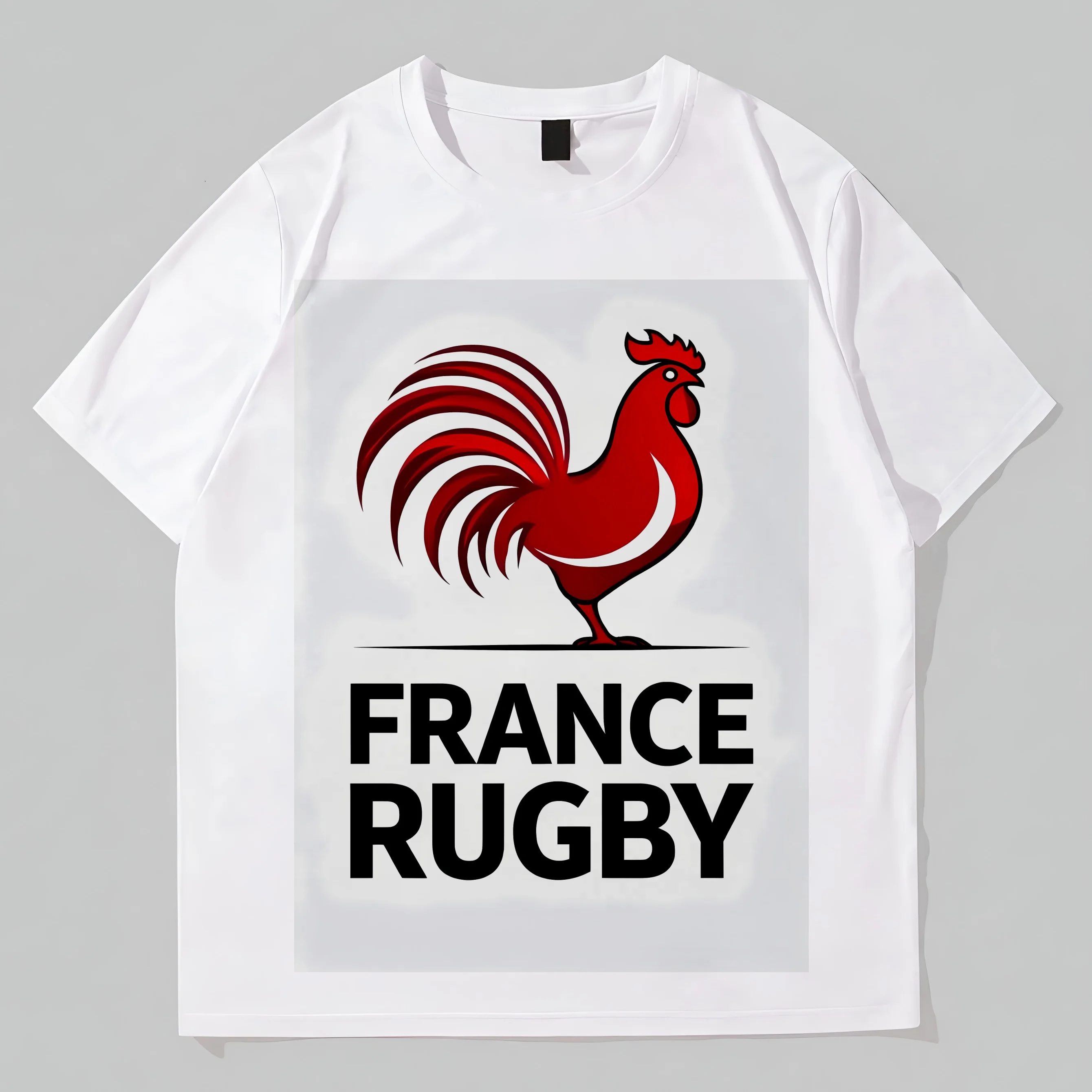 

Teevo White T-Shirt with Rooster Graphic and France Rugby Text for Sports Fans