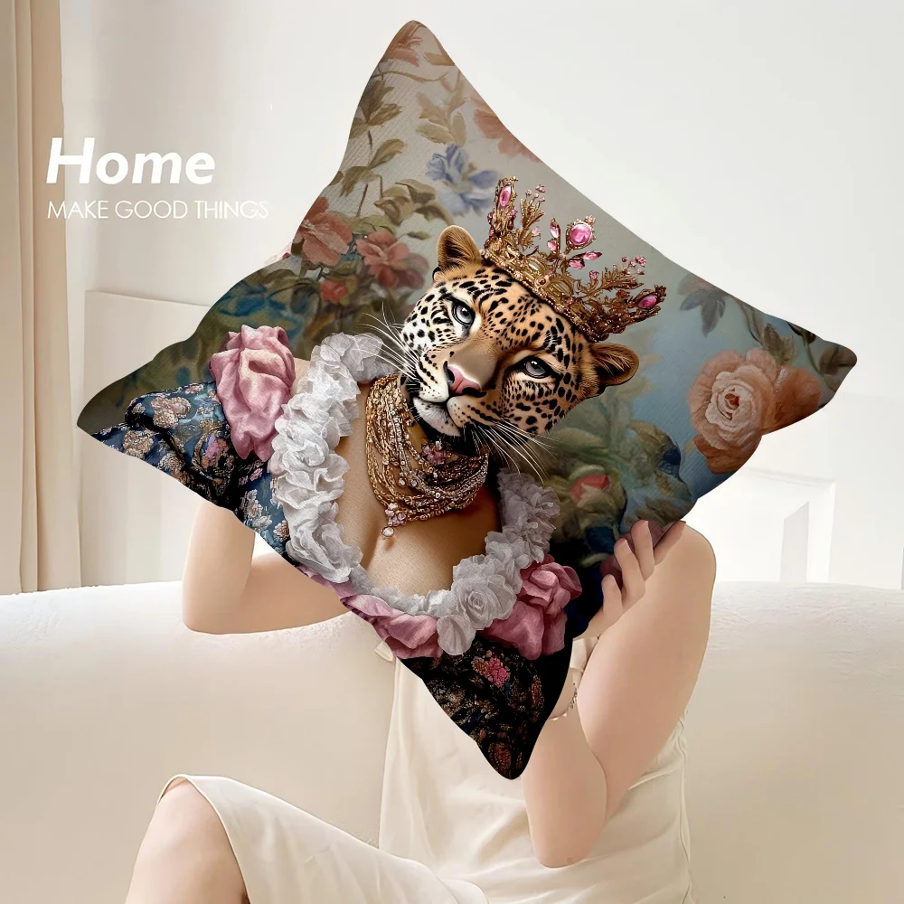 European Fashion Leopard Pillow Case Sofa Decorative Home Double-sided Print Plush Throw Pillow Covers Cushion Decor Cover