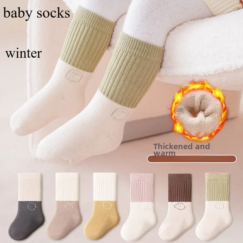 

Winter Thickened Warm Wool Baby Socks Class A Cotton Baby Socks Boneless Cartoon Soft Midtube Socks Soft