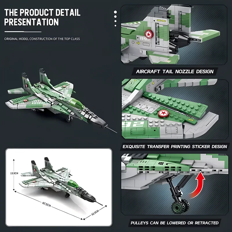 Reobrix 33024 Moc Mig-29 Mikoyan Gurevich Model Bouwstenen Transport Vliegtuig Desktop Decoratie Speelgoed Verjaardagscadeau Voor Kinderen