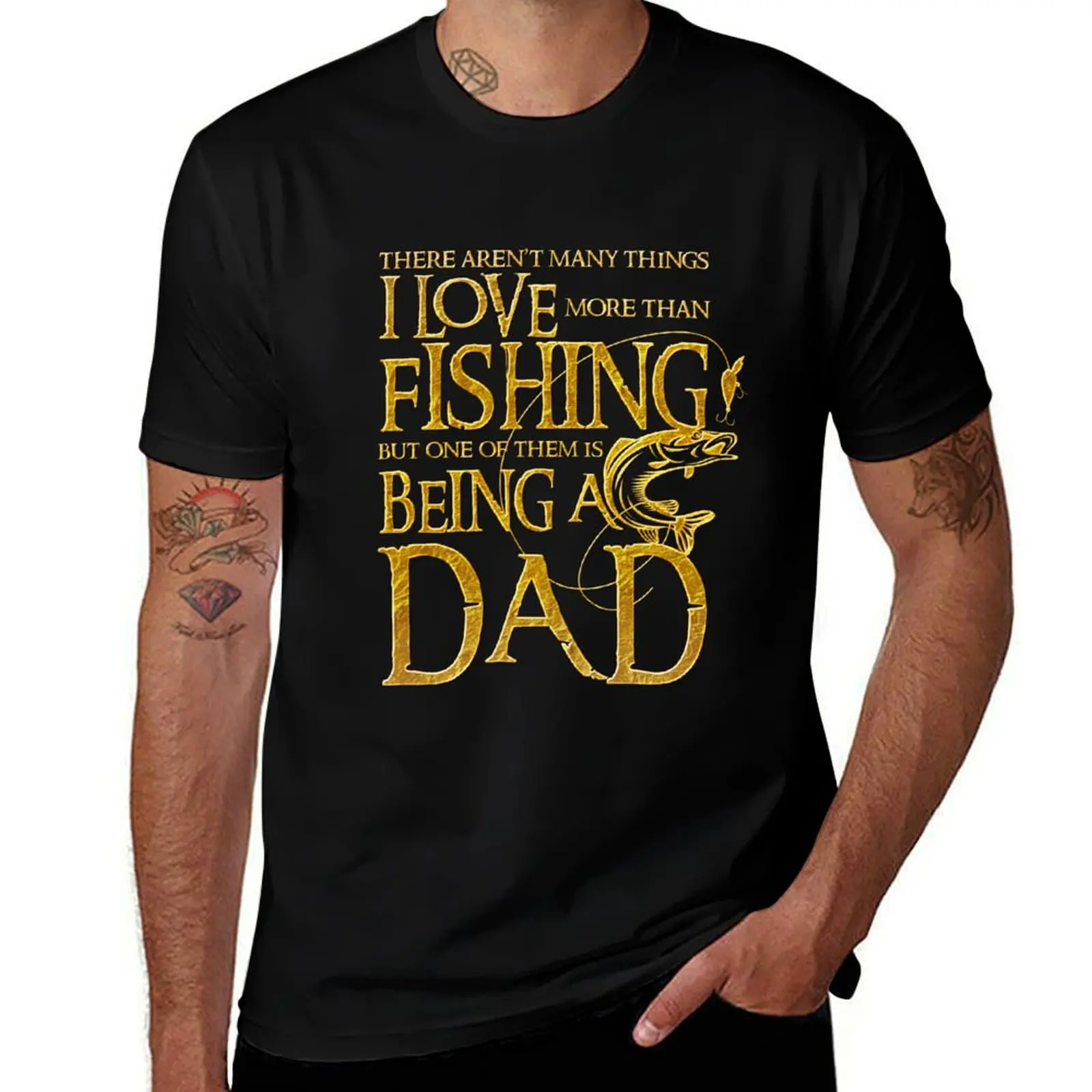 Il n'y a pas grand chose que j'aime plus que la pêche, mais l'un d'eux est d'être papa, t-shirt à manches courtes décontracté avec imprimé tendance