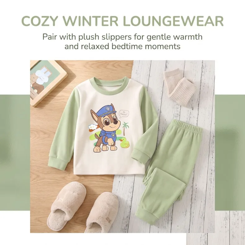 2026 Herbst Winter Mädchen und Jungen Verdickte Warme Langarm-Hauskleidungssets Kinder Weiche Bequeme Schlafanzüge Kinder-Pyjama-Set Neu – Detail 9