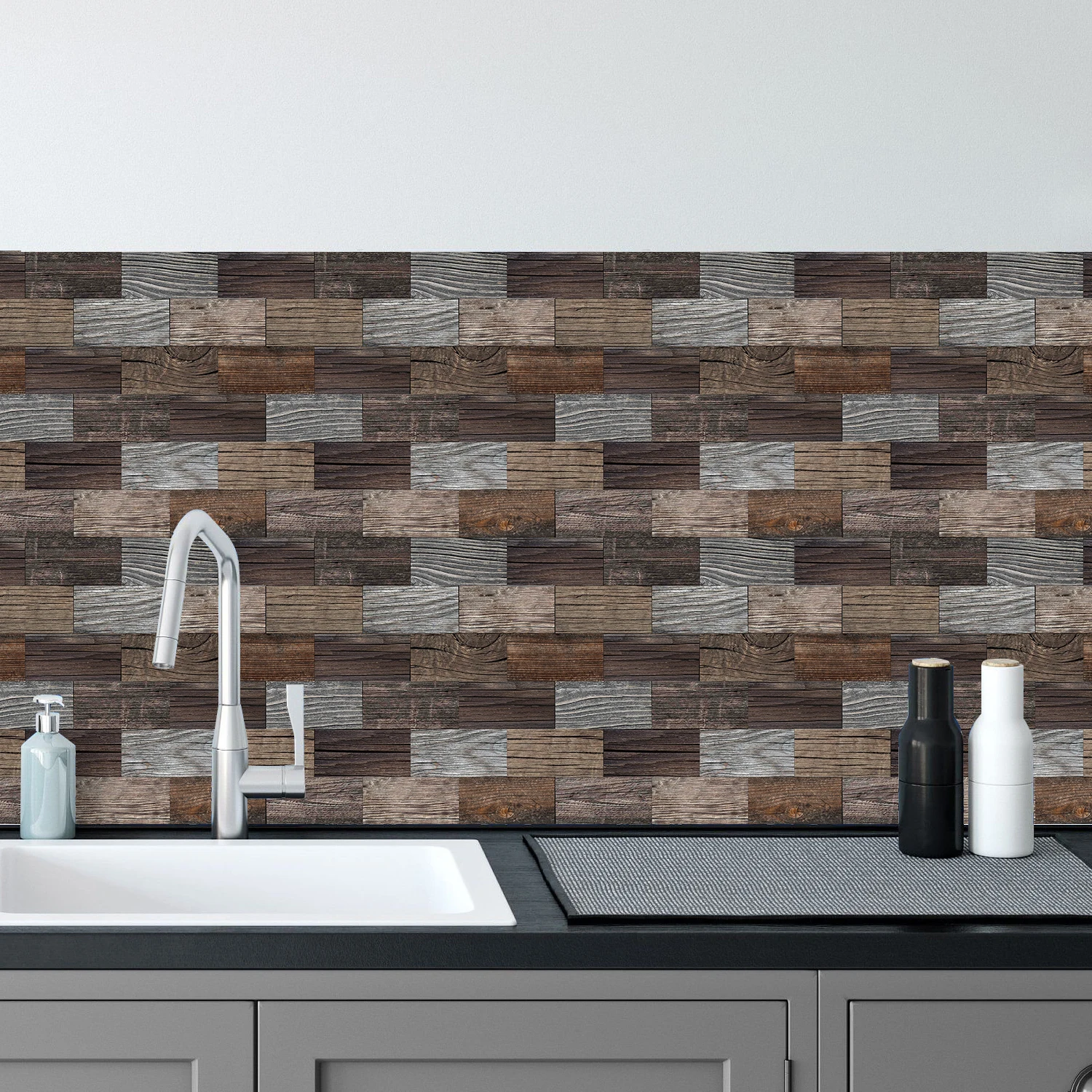 Stein korn 3d gefrostete Schaum fliesen Aufkleber selbst klebende Küche Bad amerikanische Wand dekoration wasserdichte öl beständige Tapete – Detail 15
