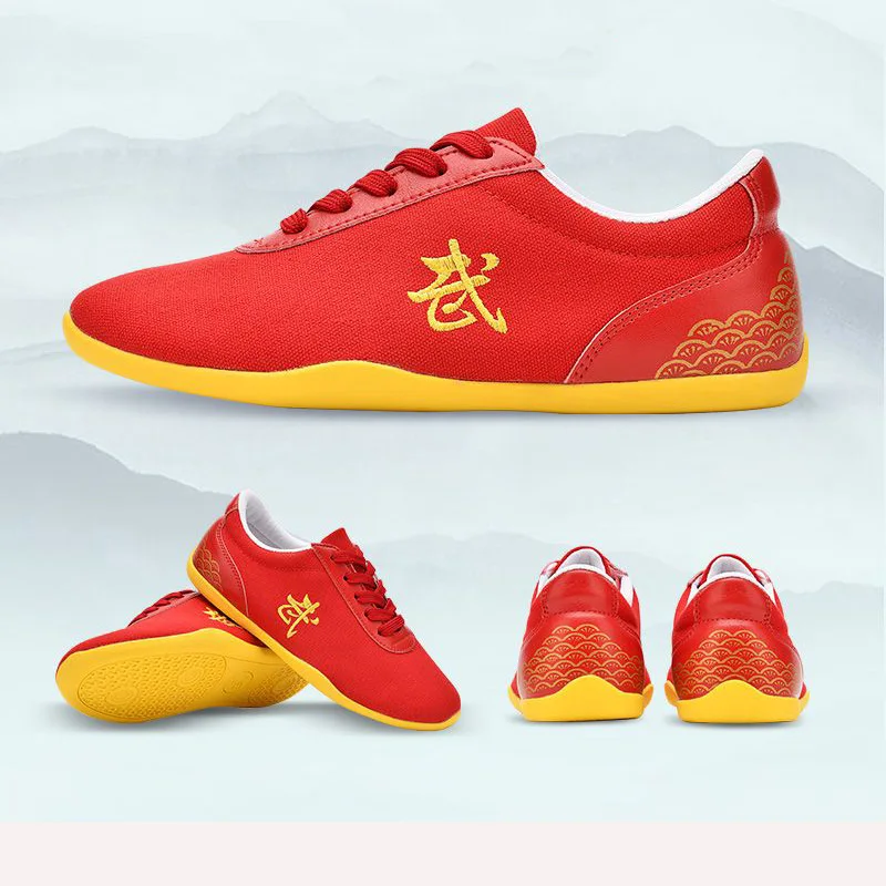 Children Men Women Sport Martial Arts Kung Fu Shoes Lace Up Canvas TaiChi Sneakers White Black Blue Ladies Wushu Sneakers Rubber