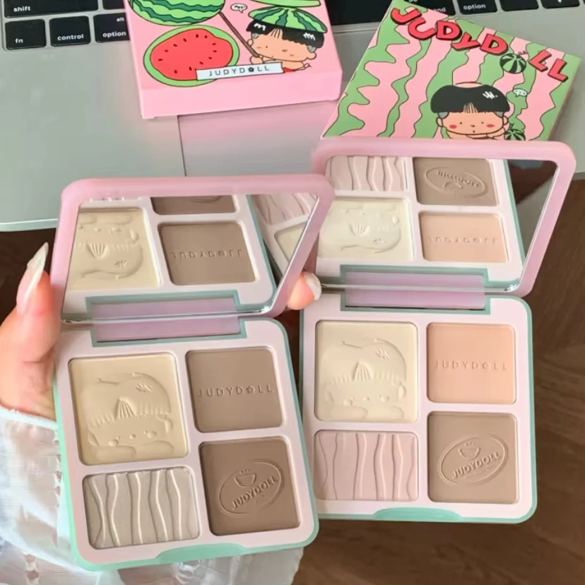 Judydoll All‑in‑One Highlight Contour Palette Matte Brightening Nose Shadow Powder Natural Stereo Face Makeup