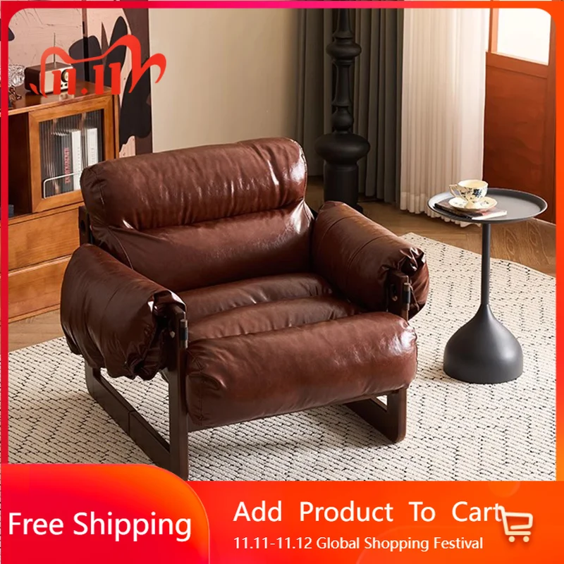 

Leather Sofa Living Room Chairs Arm Nordic Salon Lazy Living Room Chairs Designer Comfortable Individual Sillon Home Furniture