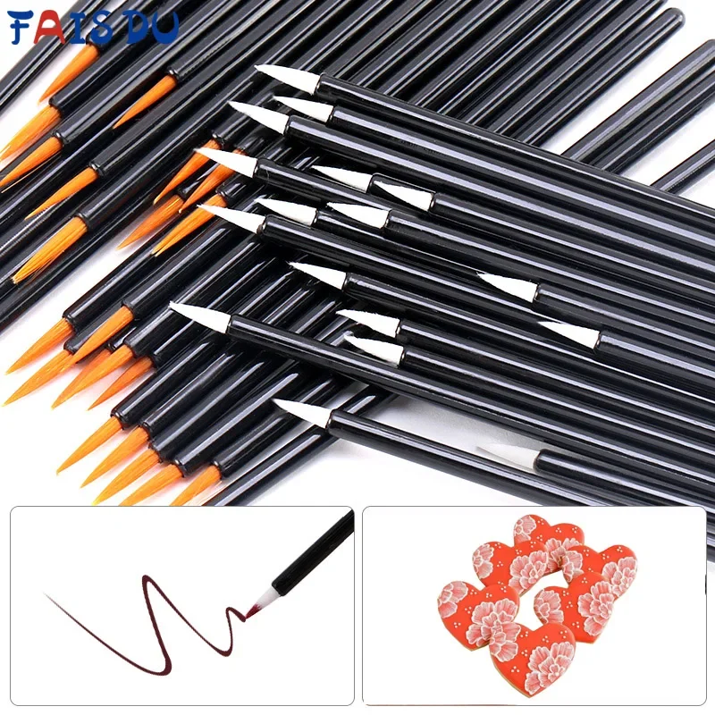 50pcs Craft Cookie Decorating Tools Pen Pastry For Painting Art Biscuit color Reusable Fondant Cake Design Brush DIY Tool Sugar