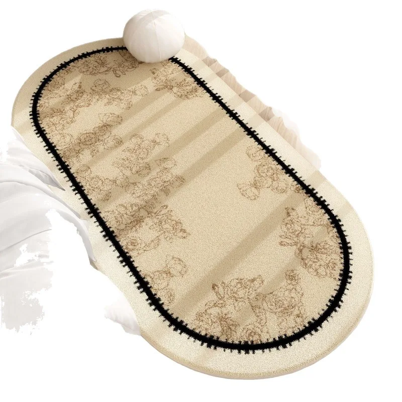 

Vintage plush bedroom bedside rug, lamb wool machine washable floor mat