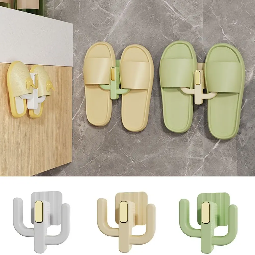 

Plastic Cactus Slipper Rack Wall Mounted Space Saving Slipper Drainage Storage Rack Punch-free Strong Load-Bearing Shoe Hanger